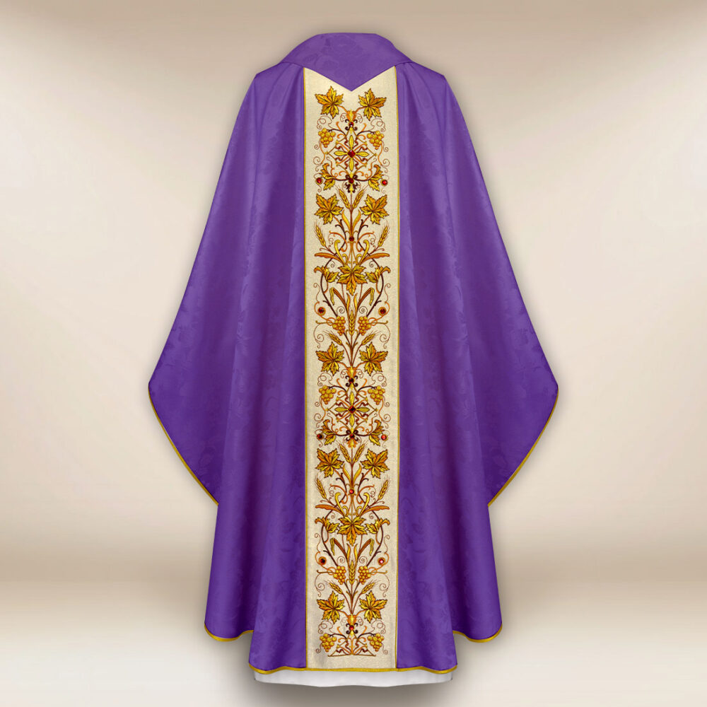 Casula ricamata viola in jacquard