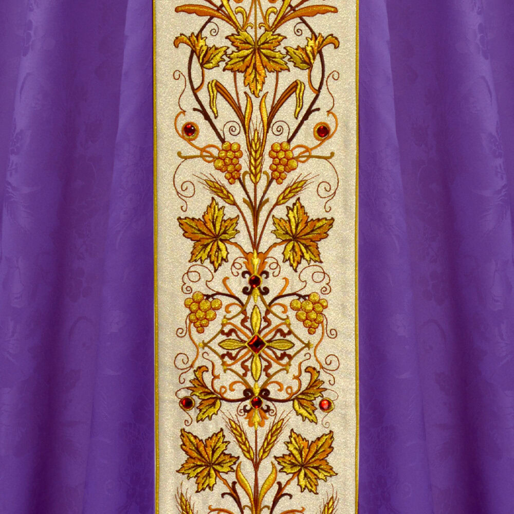 Casula ricamata viola in jacquard