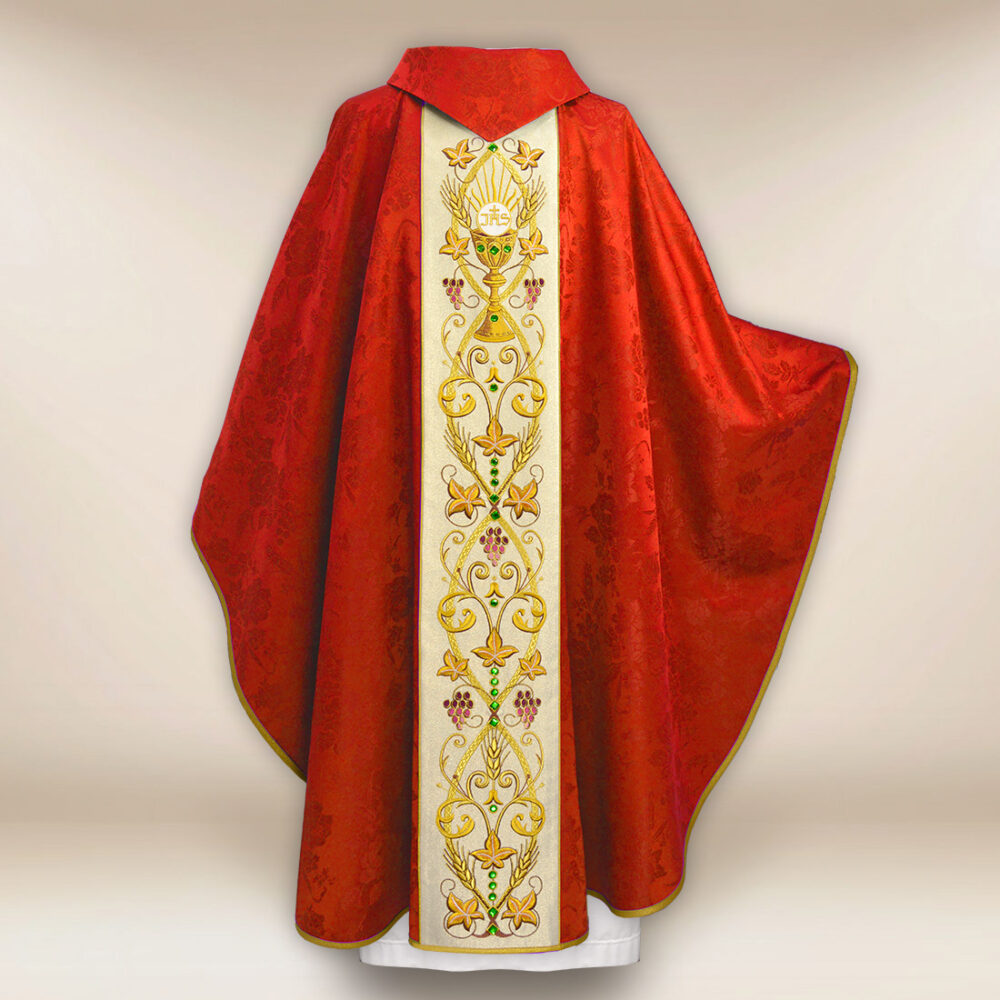 Casula ricamata con motivo del calice