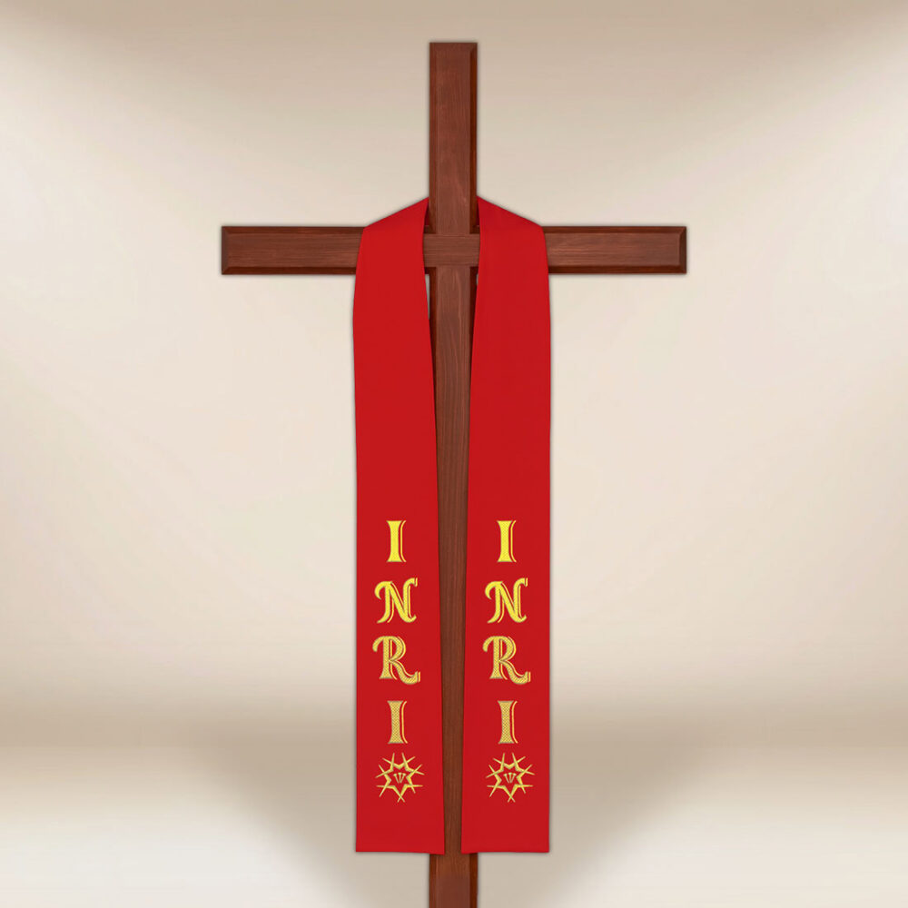 Stuła haftowana na duży krzyż “INRI”