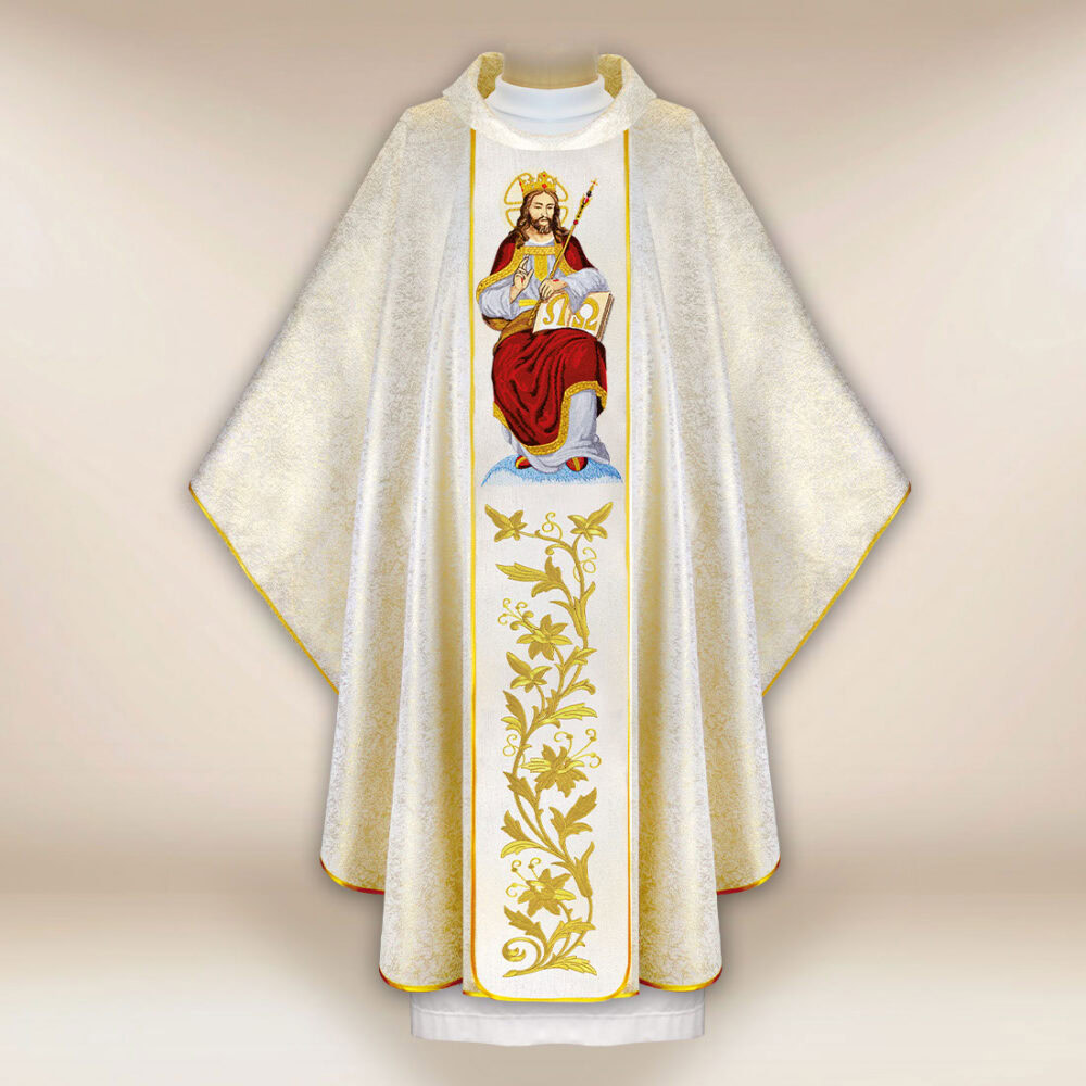 Casula sacerdotale ricamata Cristo Re