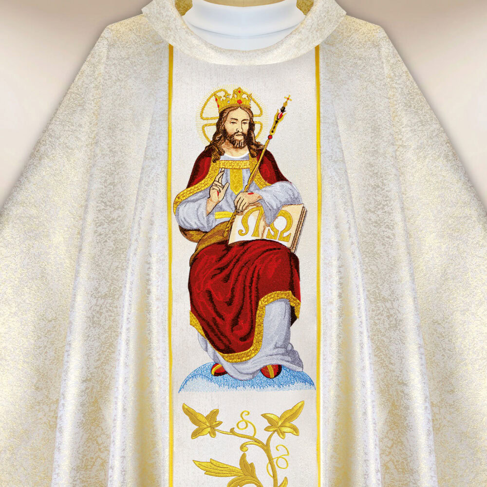 Casula sacerdotale ricamata Cristo Re