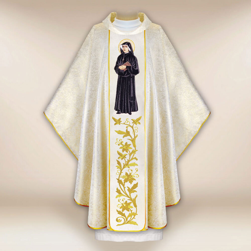 Casula sacerdotale ricamata Santa Faustina
