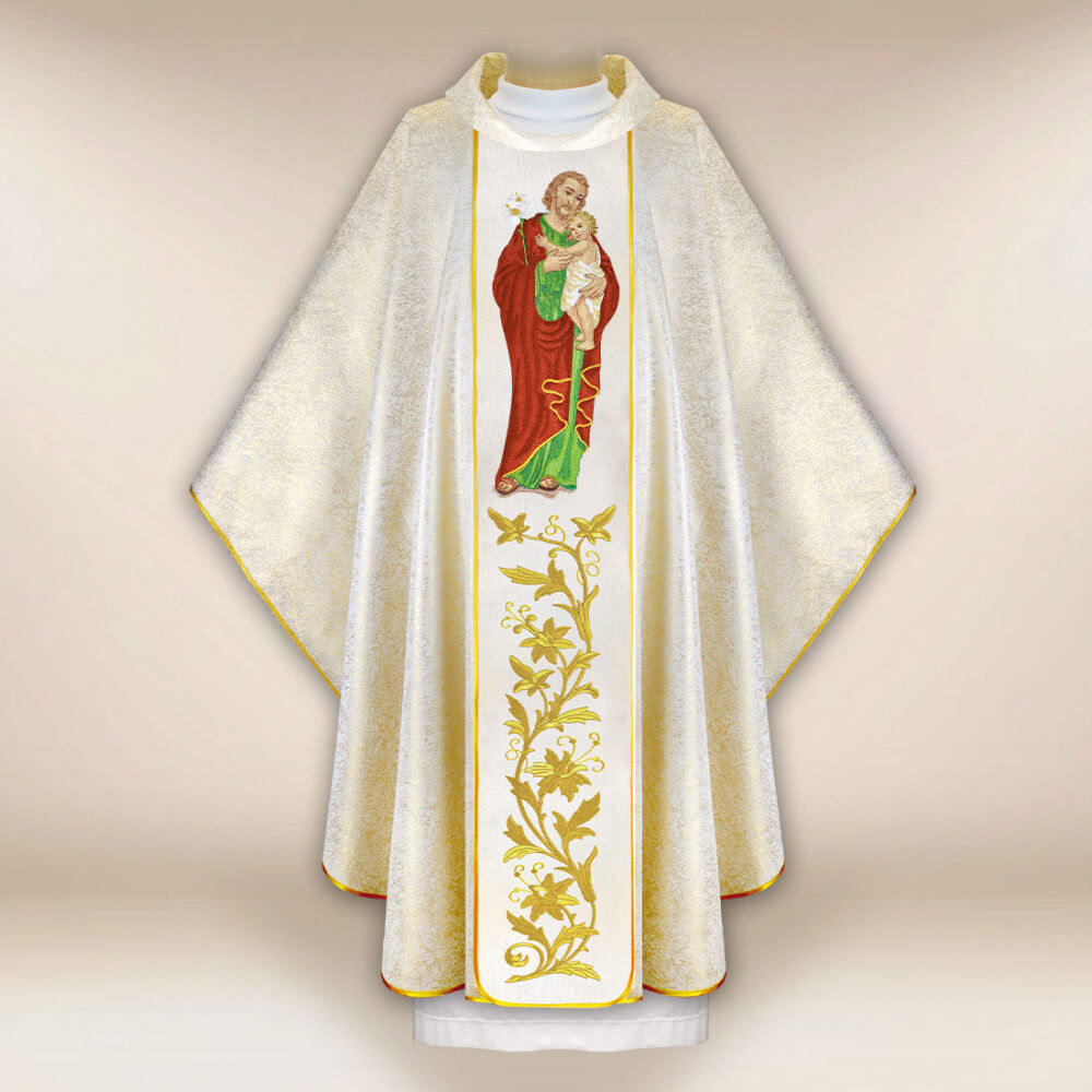 Casula sacerdotale ricamata San Giuseppe