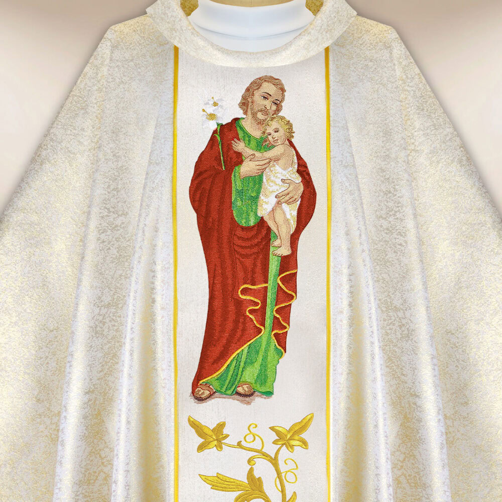 Casula sacerdotale ricamata San Giuseppe