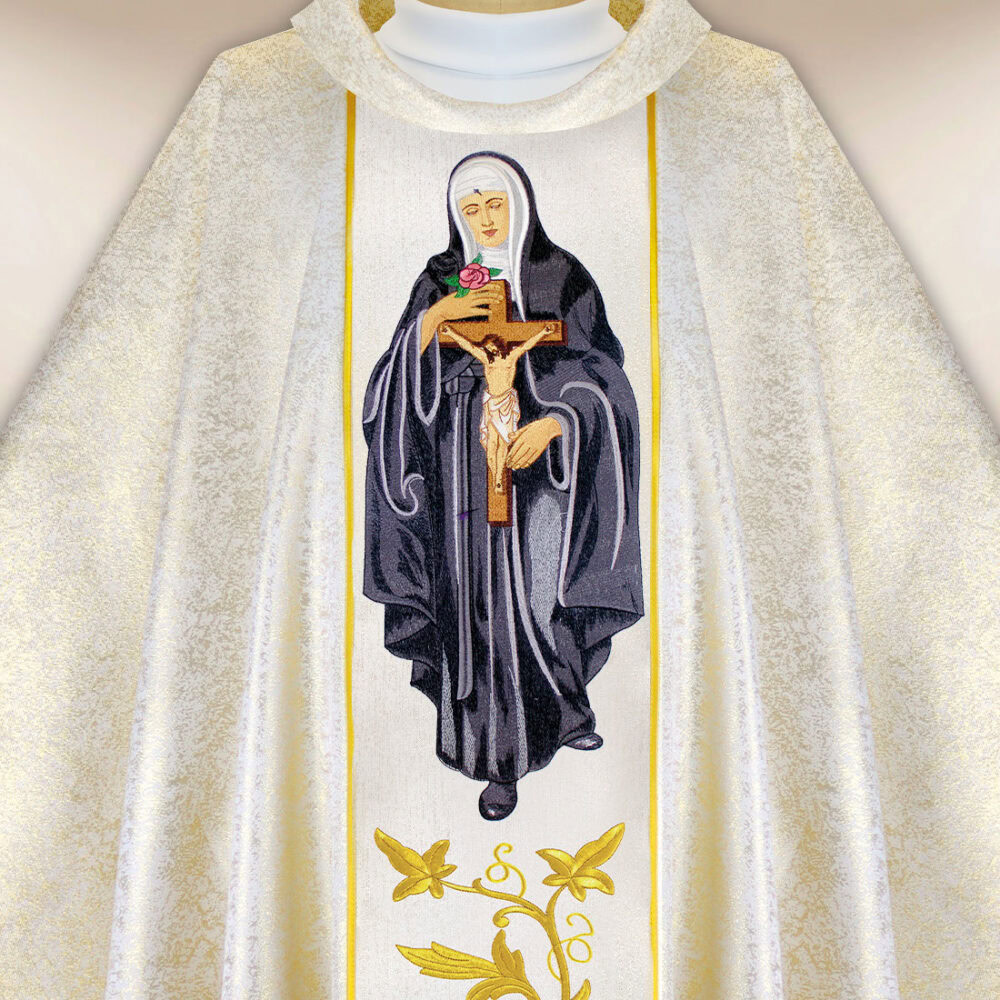 Casula sacerdotale ricamata Santa Rita
