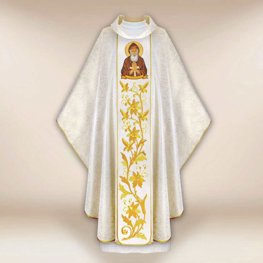 Casula sacerdotale ricamata San Charbel