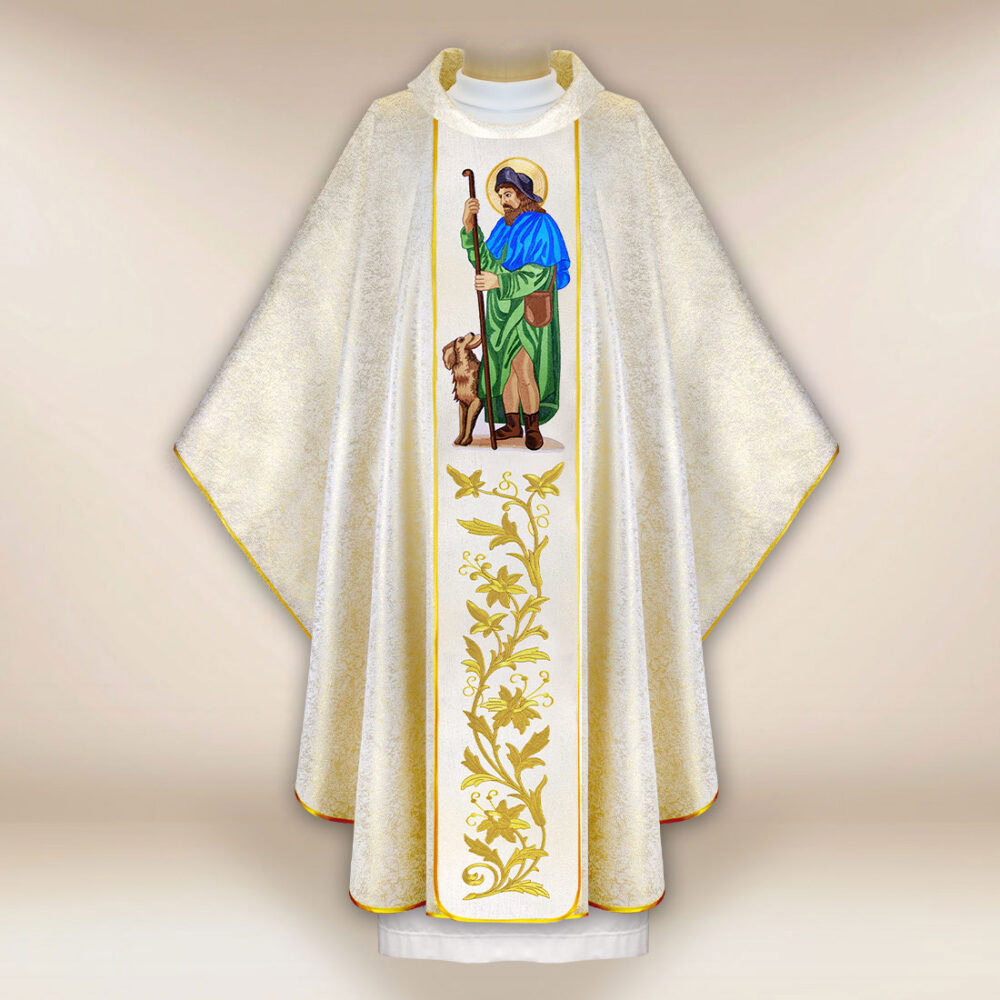 Casula sacerdotale ricamata San Rocco