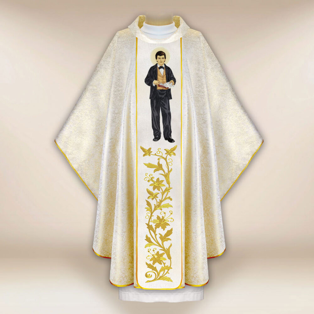 Casula sacerdotale ricamata San Domenico Savio
