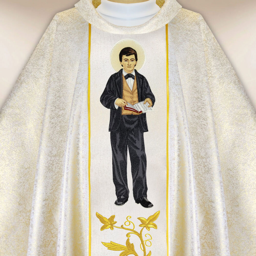 Casula sacerdotale ricamata San Domenico Savio