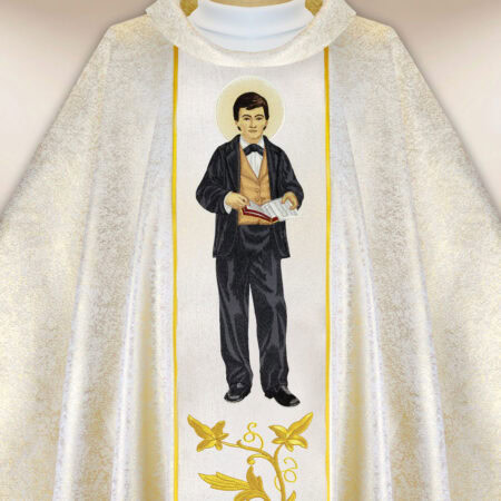 Casula sacerdotale ricamata San Domenico Savio