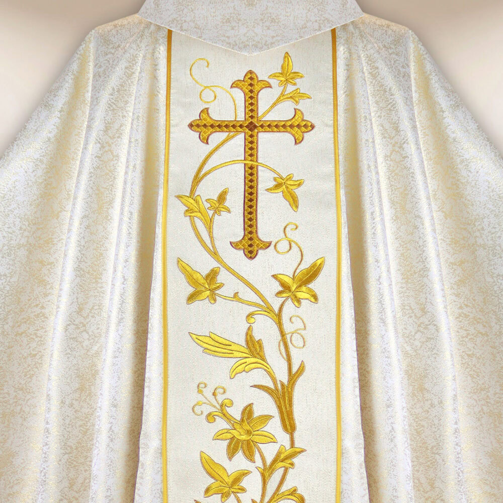 Casula sacerdotale ricamata Battesimo di Gesù