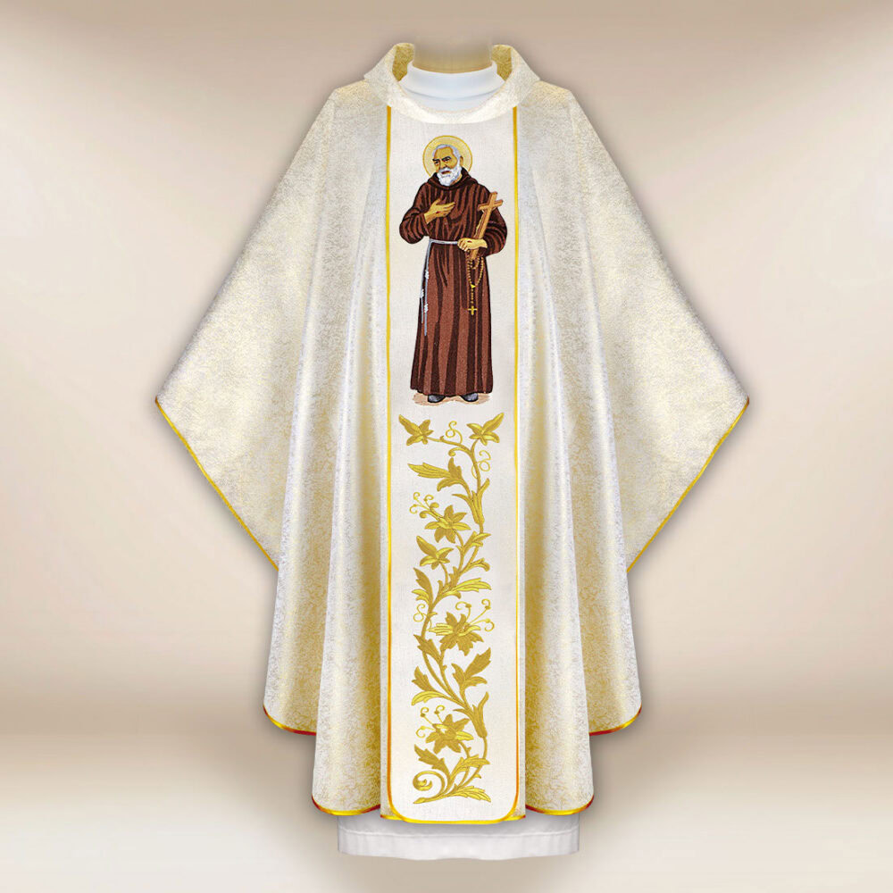 Casula sacerdotale ricamata San Padre Pio