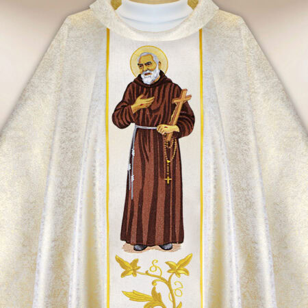 Casula sacerdotale ricamata San Padre Pio
