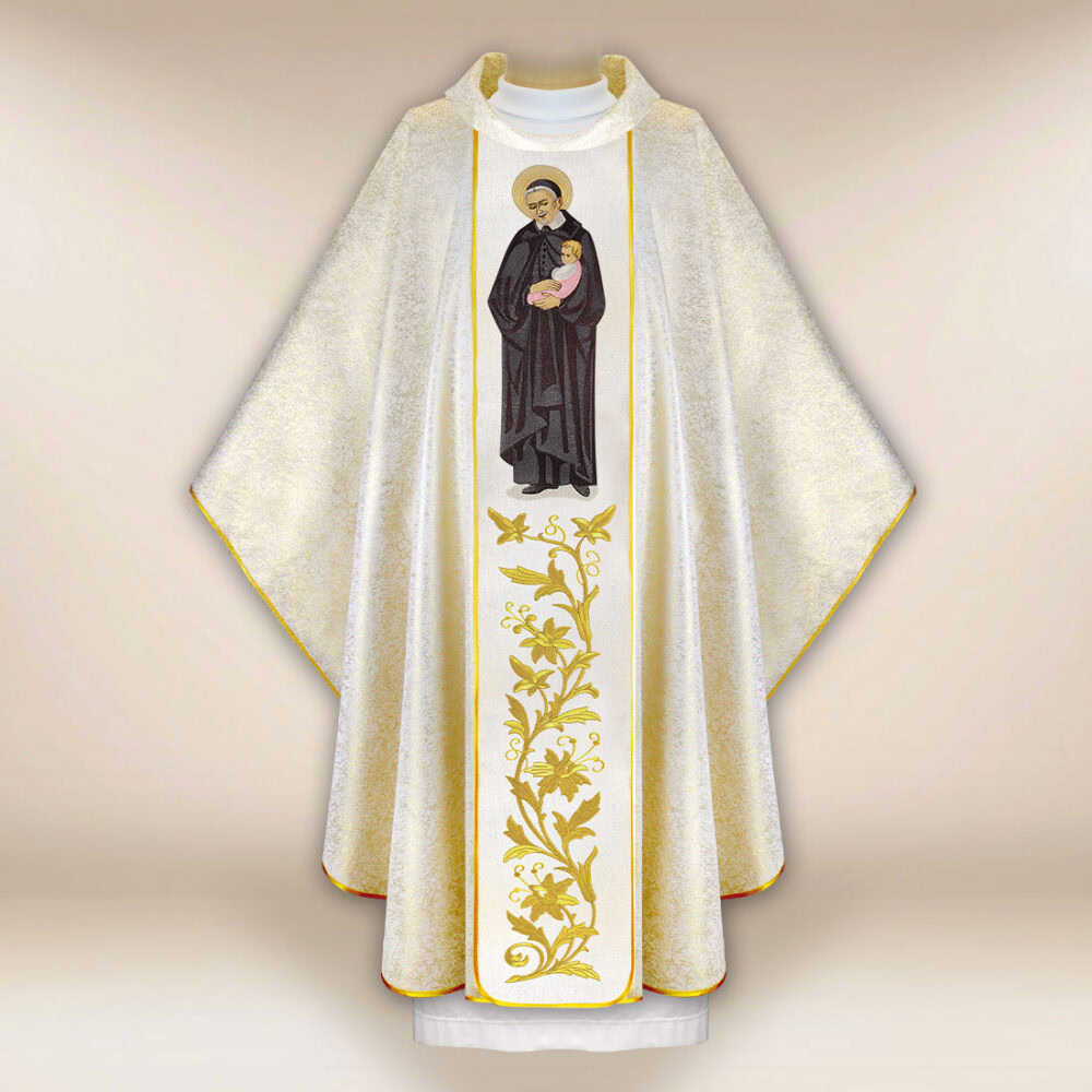 Casula sacerdotale ricamata San Vincenzo