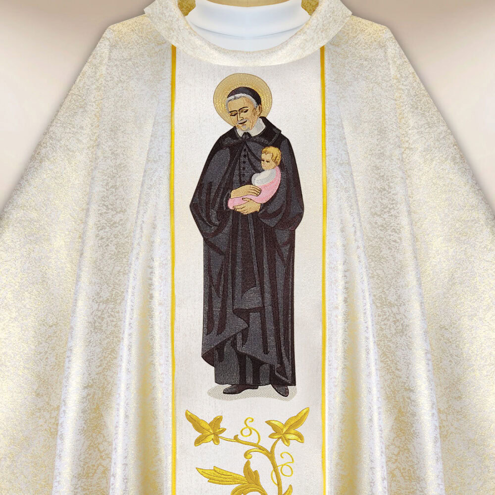 Casula sacerdotale ricamata San Vincenzo