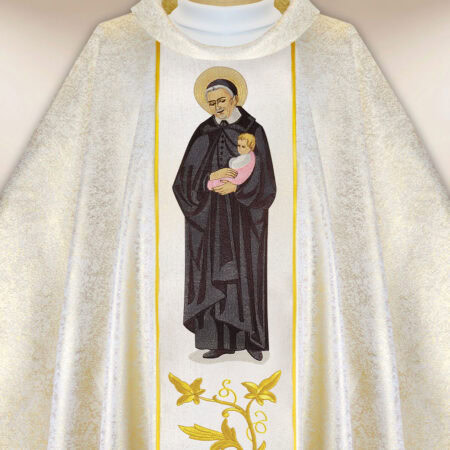 Casula sacerdotale ricamata San Vincenzo