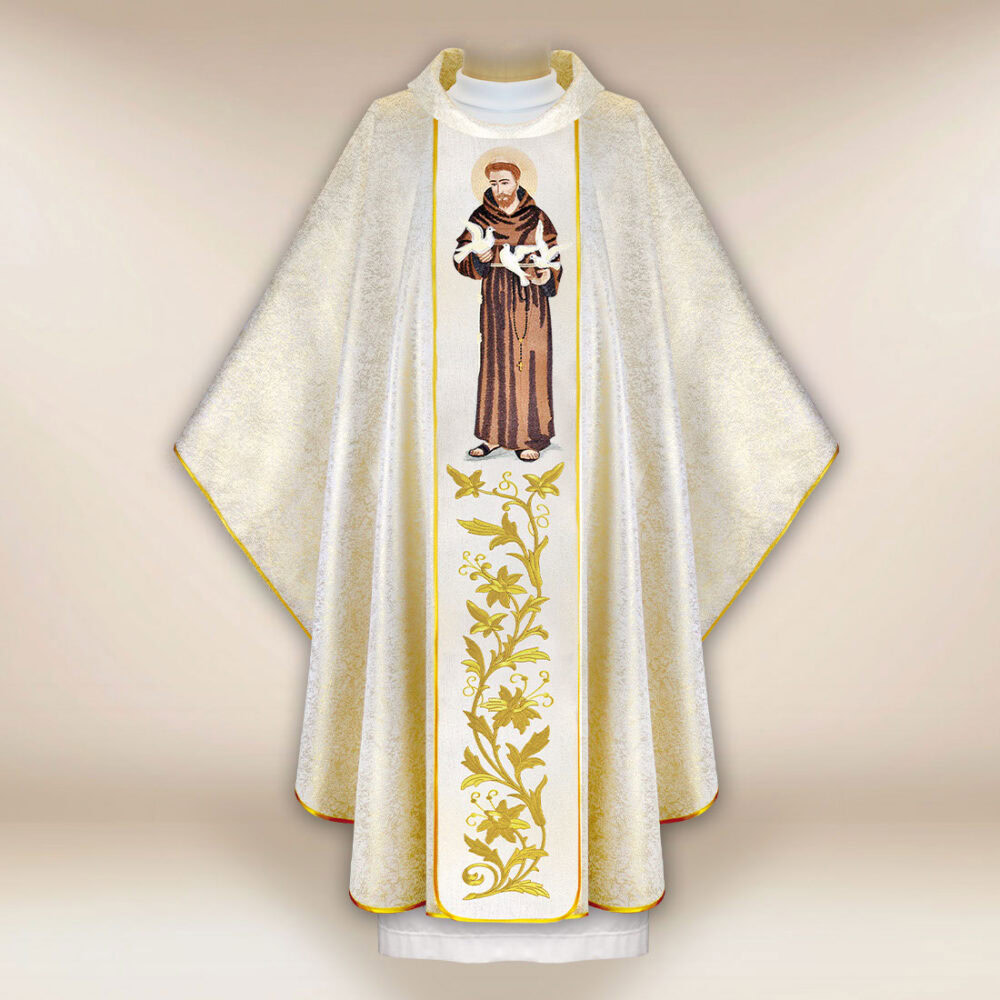 Casula sacerdotale ricamata San Francesco