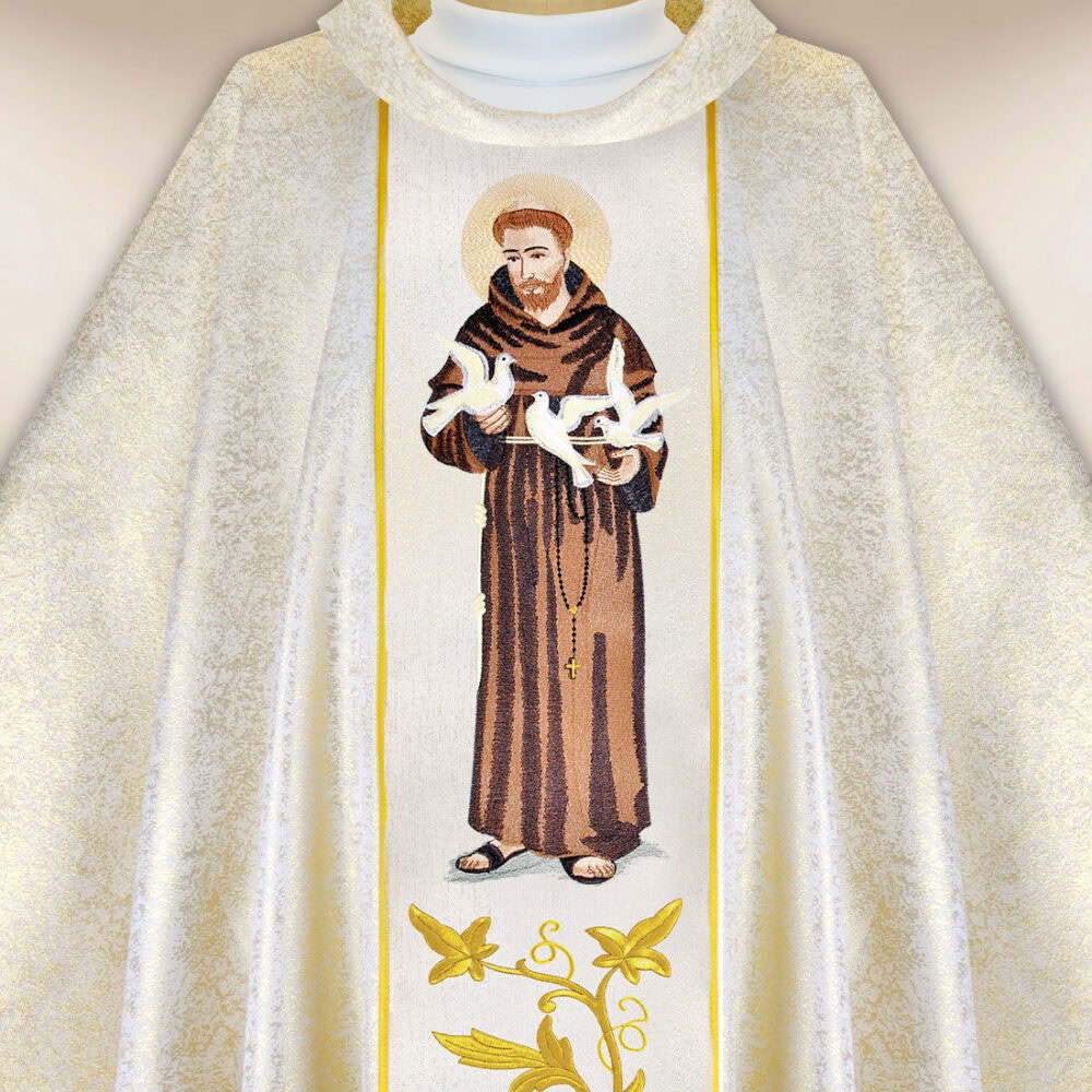 Casula sacerdotale ricamata San Francesco
