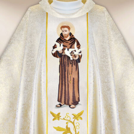 Casula sacerdotale ricamata San Francesco