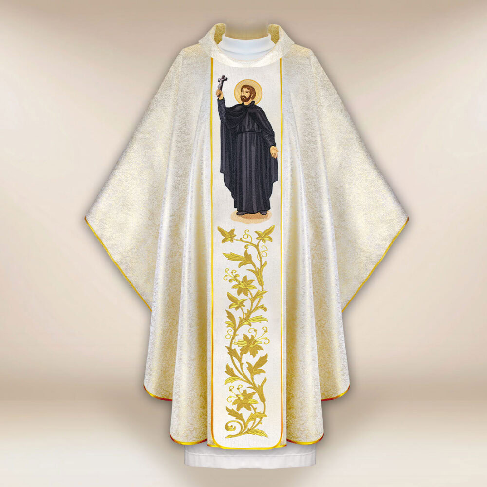 Casula sacerdotale ricamata San Francesco Saverio