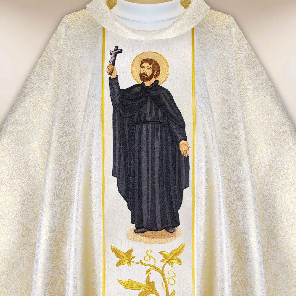 Casula sacerdotale ricamata San Francesco Saverio
