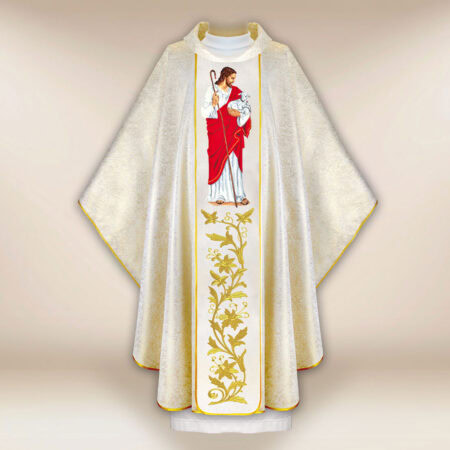 Casula sacerdotale ricamata Gesù Buon Pastore