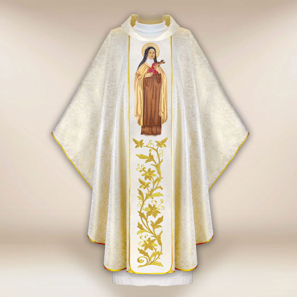 Casula sacerdotale ricamata Santa Teresa