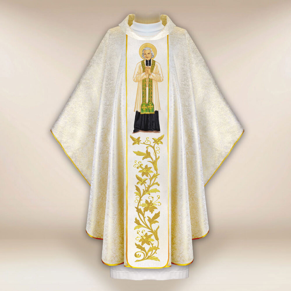 Casula sacerdotale ricamata San Giovanni Maria Vianney