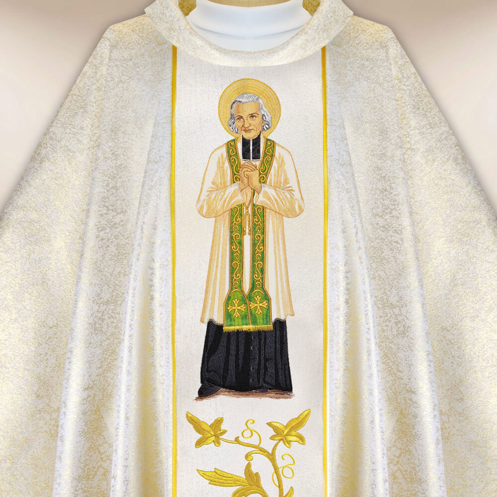Casula sacerdotale ricamata San Giovanni Maria Vianney