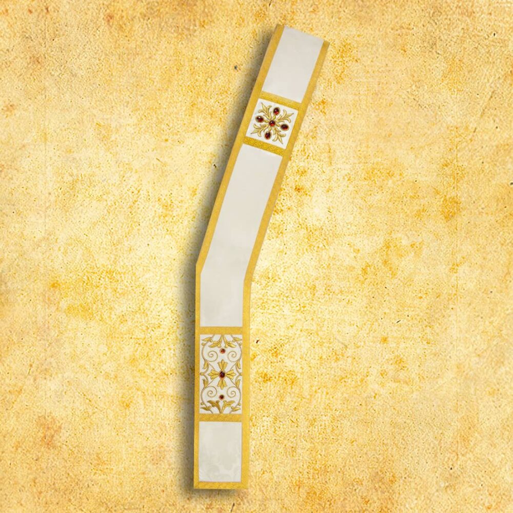 Stola ricamata diaconale ecru