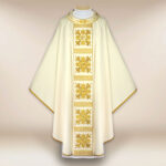 Casula liturgica sacerdotale ricamata ecru