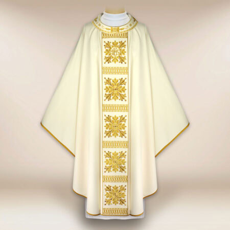 Casula liturgica ricamata ecru