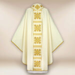Casula liturgica sacerdotale ricamata ecru