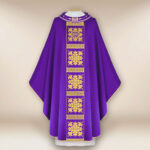 Casula liturgica sacerdotale ricamata viola