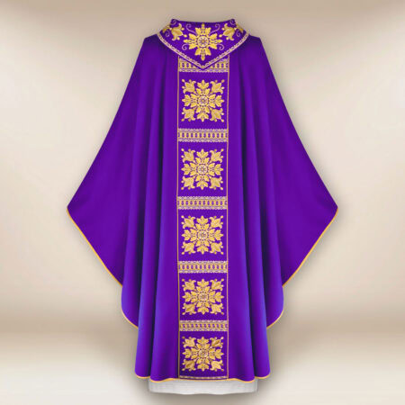 Casula liturgica ricamata viola