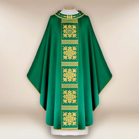 Casula liturgica ricamata verde