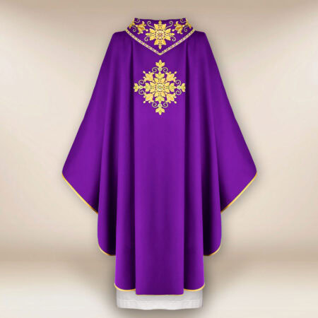Casula liturgica sacerdotale ricamata viola