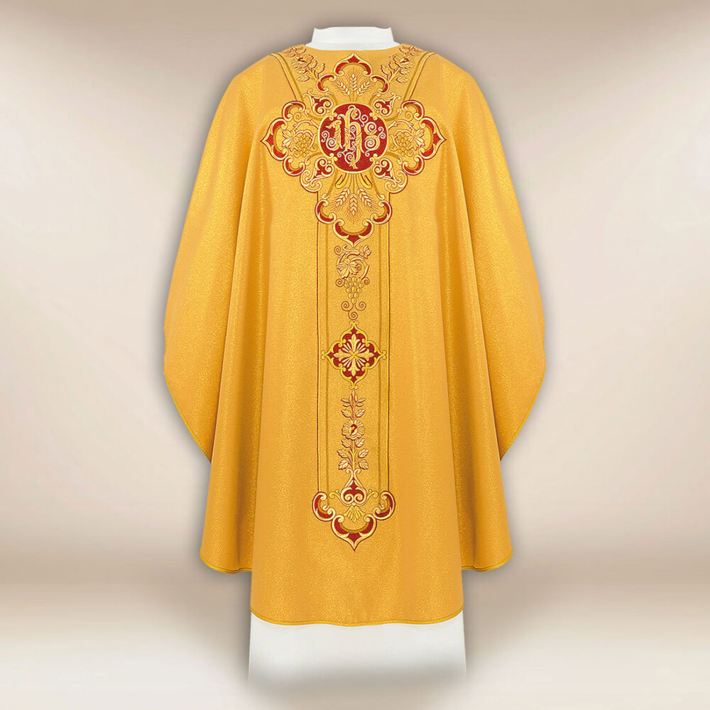 Casula sacerdotale ricamata con IHS