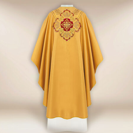 Casula sacerdotale ricamata in oro con IHS