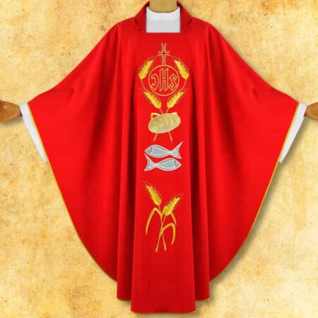 Casula sacerdotale ricamata rossa