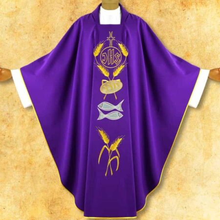 Casula sacerdotale ricamata viola