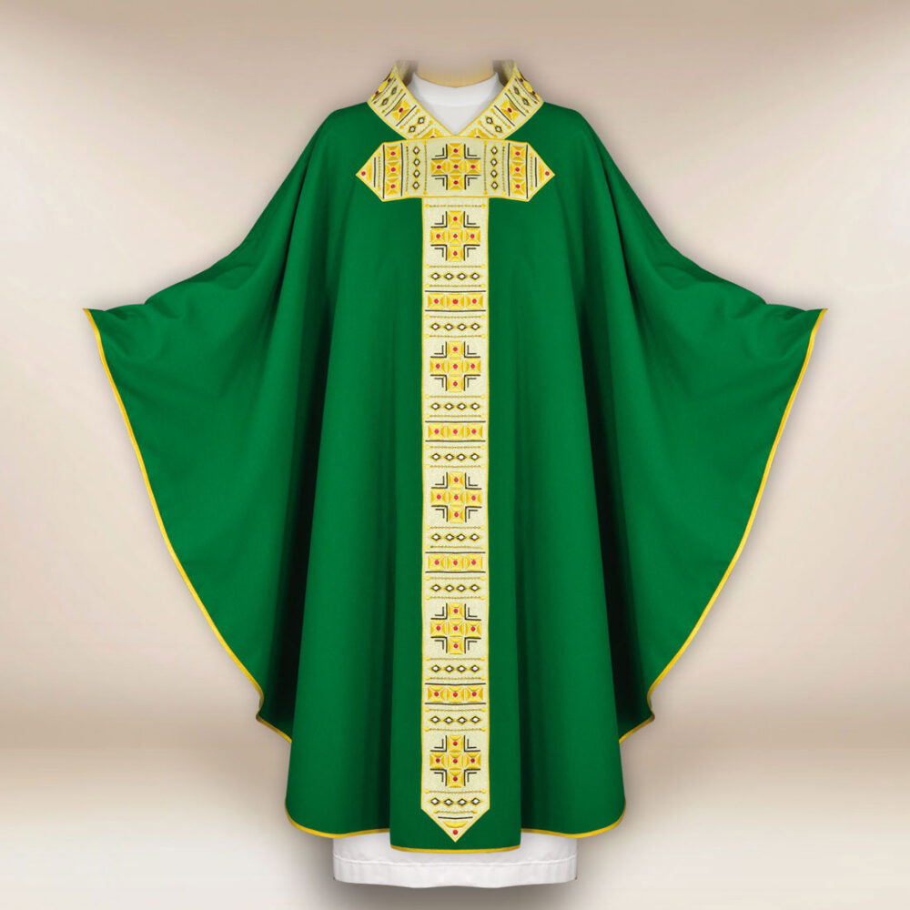 Casula sacerdotale ricamata verde