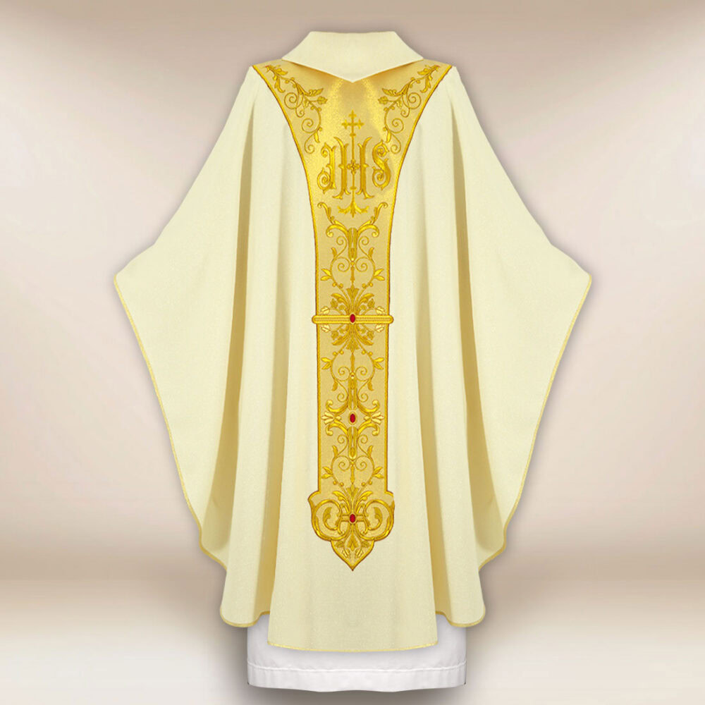 Casula sacerdotale ricamata ecru Gesù Misericordioso