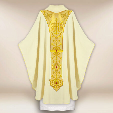 Casula ricamata liturgica ecru Gesù Misericordioso