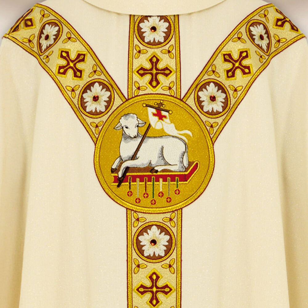 Casula sacerdotale ricamata Agnello di Dio