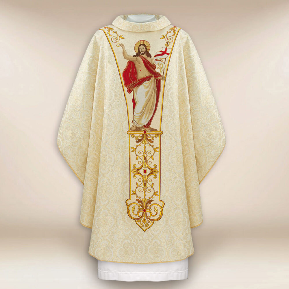 Casula sacerdotale ricamata Gesù Risorto
