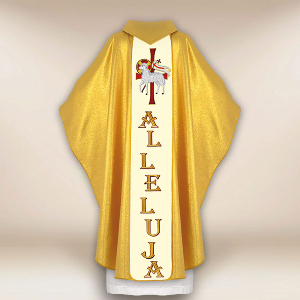 Casula liturgica con il motivo di Gesù Risorto