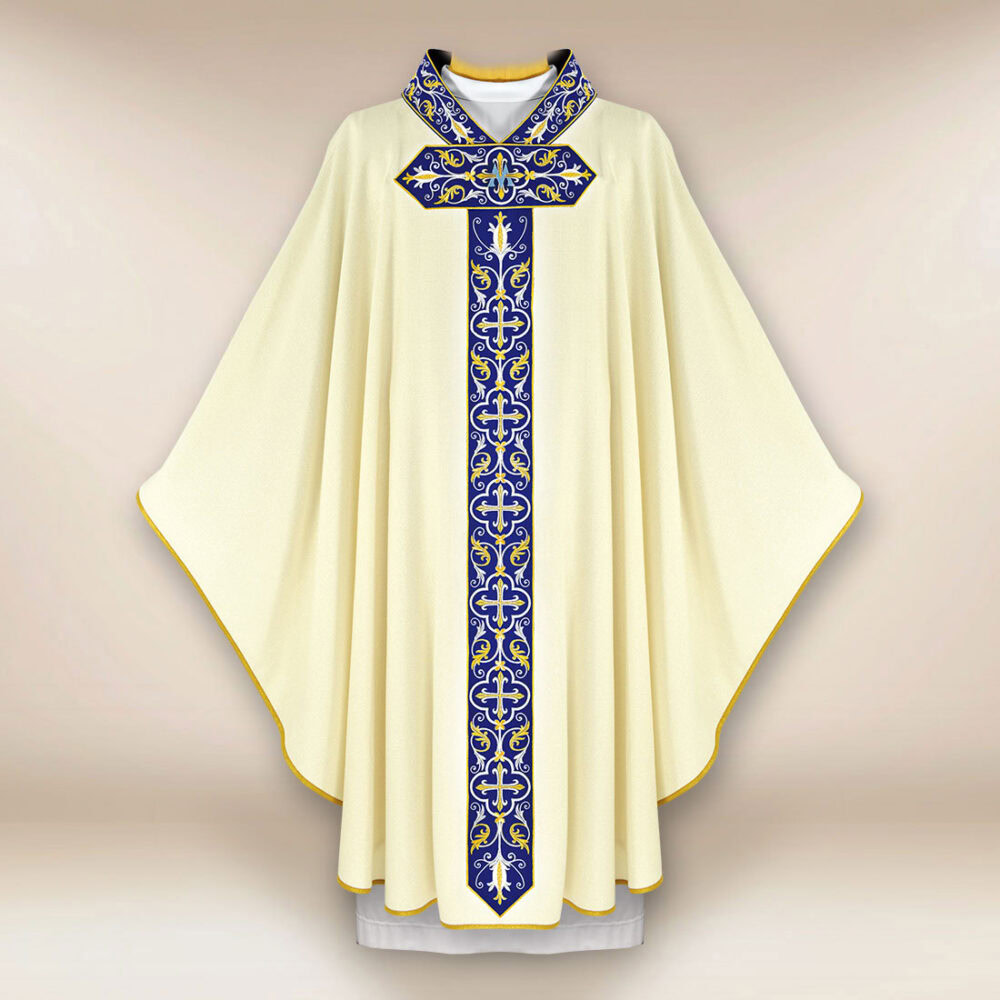 Casula liturgica Mariano in colore ecru