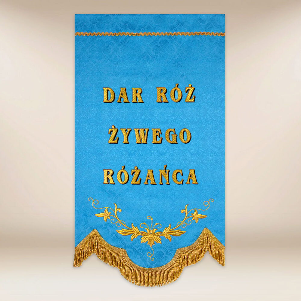 Mini chorągiew haftowana – Matka Boża Różańcowa